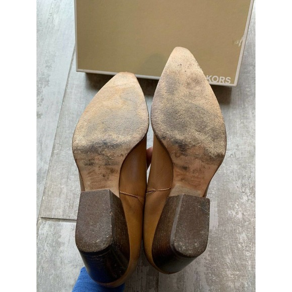 MICHAEL KORS Low Ankle Flat Brown Luggage Leather Booties Designer w/ Box 9 - Picture 10 of 11